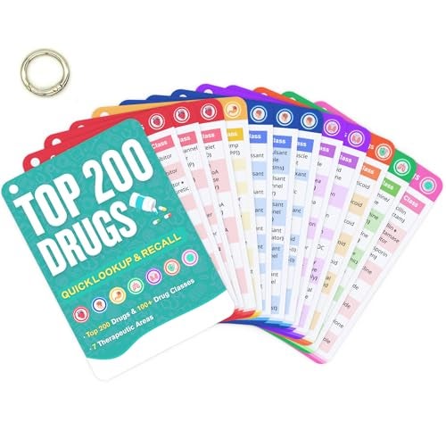Top 200 Drugs Quick Reference Flash Cards 2025 Rapid Review of Pharmacology Essentials for Nursing Students Pharmacy Tech Paramedics ColorCoded Drug Guide - Image 1