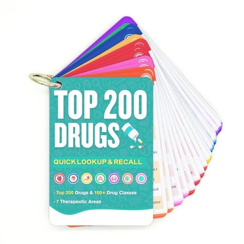 Top 200 Drugs Quick Reference Flash Cards 2025 Rapid Review of Pharmacology Essentials for Nursing Students Pharmacy Tech Paramedics ColorCoded Drug Guide - Image 5