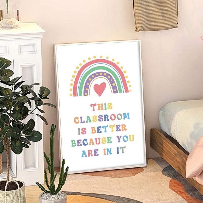 TNESSENTIAL This Classroom Is Better Affirmations for Kids Quote Art Canvas Poster, Classroom Quotes, Children's Room Aesthetic Decor, Printed Gift - Image 1