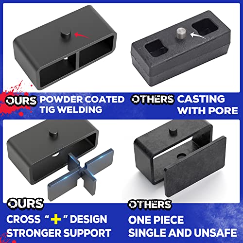 KSP PERFORMANCE KSP 2" Lift Block for Chevy Silverado & GMC Sierra 1500HD 2500HD 3500HD 2000-2010, 2inch Rear Leveling Kit with Square U-Bolts for 2001-2009 Chevy Avalanche 2500 2000-2010 Suburban Yukon XL 2500 8 Lug - Image 3