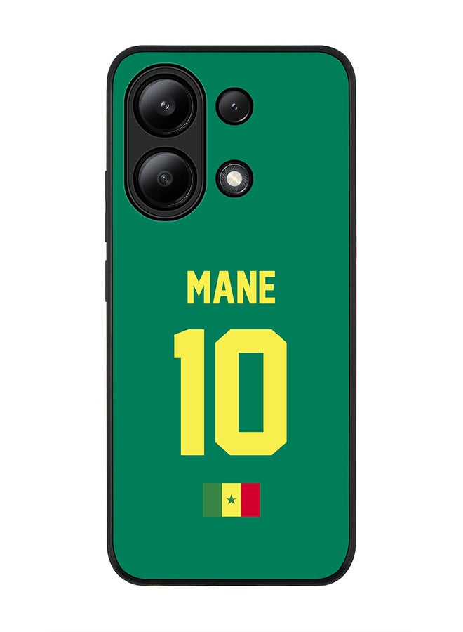 Stylizedd Rugged Black edge case for Xiaomi Redmi Note 13 4G, Slim fit Case Flexible TPU Gel Thin Cover -  Football Team - Senegal, Player Name - Mane - Image 1