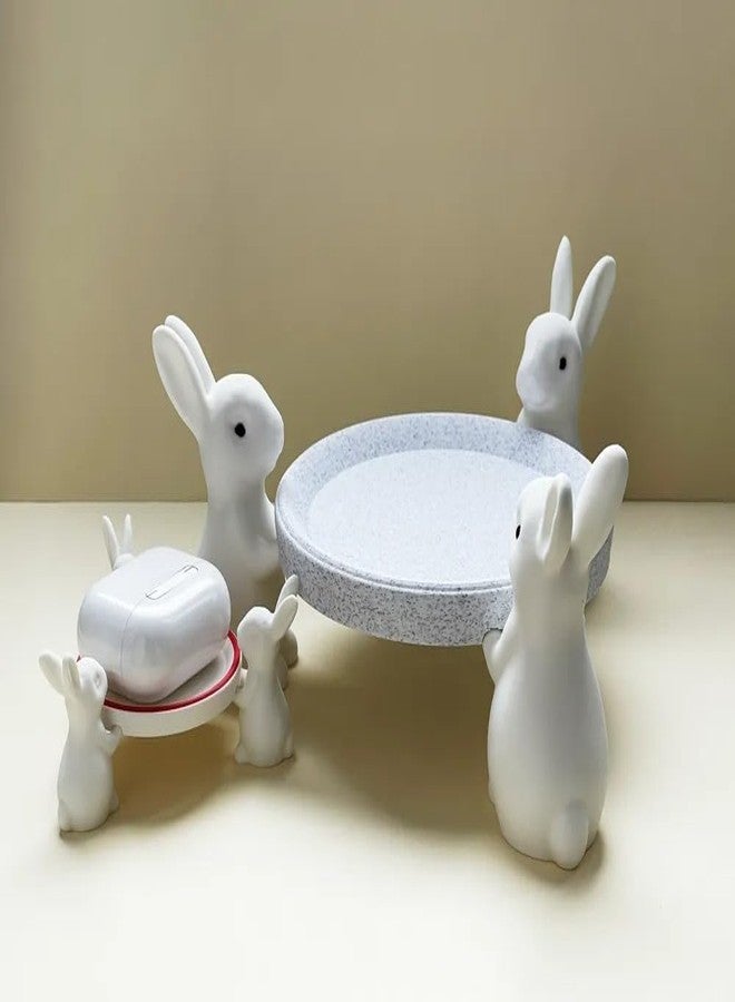 3D CRAFT 3D Printed Cute Bunny Table Toy Set with Tray | Decorative Rabbit Figures with Plate | Kids Play Toy & Desk Decor | Educational Imaginative Toy | Animal Theme Toy for Kids - Image 2