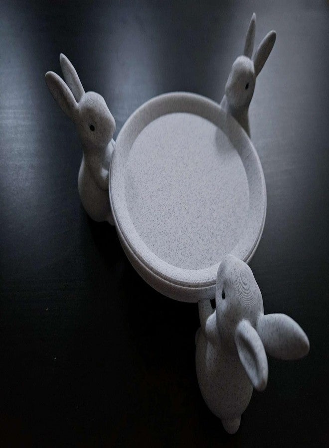 3D CRAFT 3D Printed Cute Bunny Table Toy Set with Tray | Decorative Rabbit Figures with Plate | Kids Play Toy & Desk Decor | Educational Imaginative Toy | Animal Theme Toy for Kids - Image 3