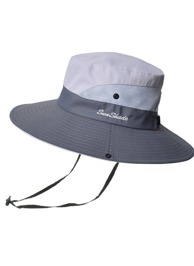Goolsky Ponytail Sun Bucket Hat for Women Men Wide Brim UPF 50+ Fishing & Beach Hats  - Image 4