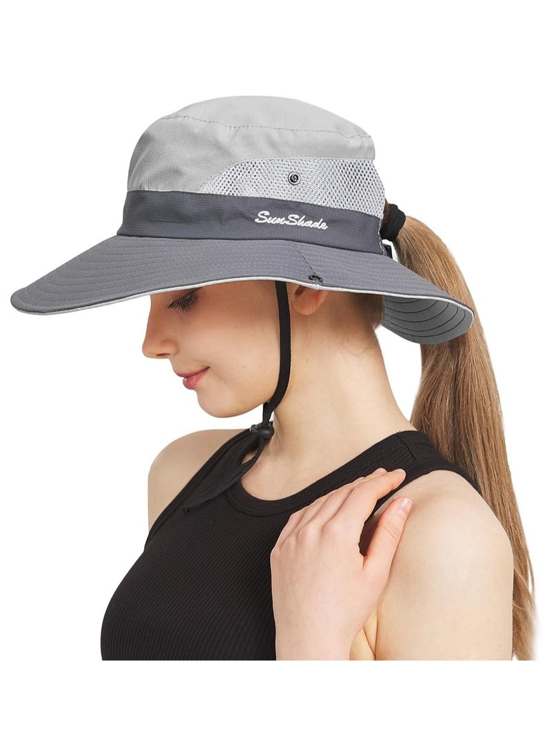 Goolsky Ponytail Sun Bucket Hat for Women Men Wide Brim UPF 50+ Fishing & Beach Hats  - Image 3