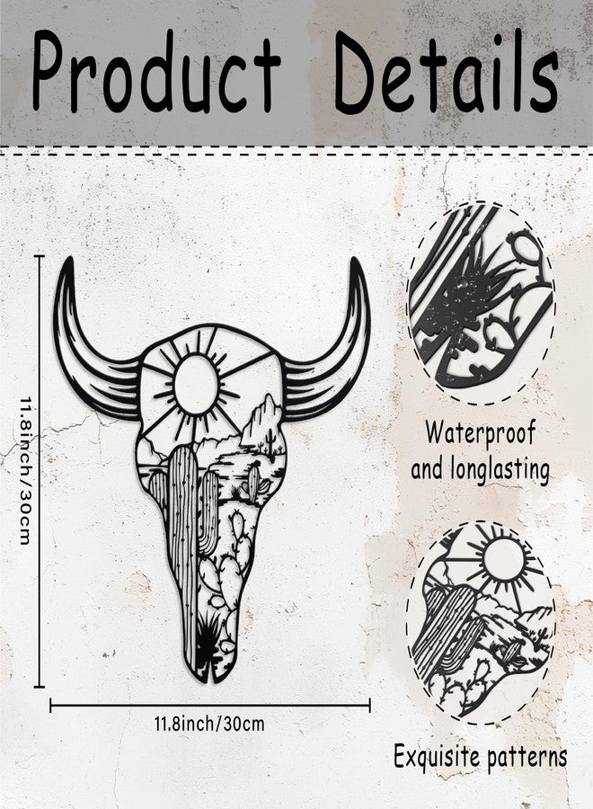 KOYILTD Metal Cow Skull Wall Decor Western Bathroom Decoration Desert Wall Art Cactus Wall Decor Western Decoration for Home Southwestern Wall Art for Living Room Bedroom Bathroom (Bright) - Image 3