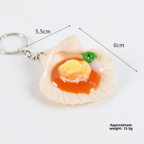 Realistic Seafood BBQ Toy Magnets  KeychainsScallops with Garlic Sauce-Keychain Scallops with Garlic Sauce-Keychain