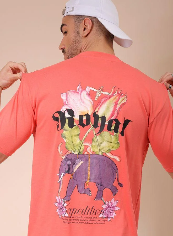 ذا انديان كراج كو Men Boxy Oversized Graphic Back Printed Round Neck Tshirt