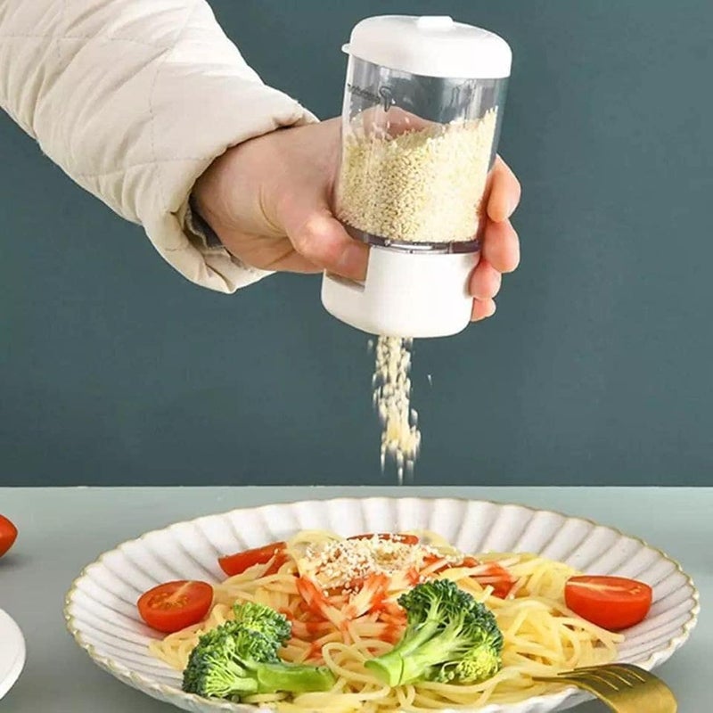 Adjustable Spice Dispenser with Measuring Control Dial Transparent Salt and Pepper Shaker Easy Pour Seasoning Container Ergonomic Kitchen Tool for Accurate Cooking - Image 1