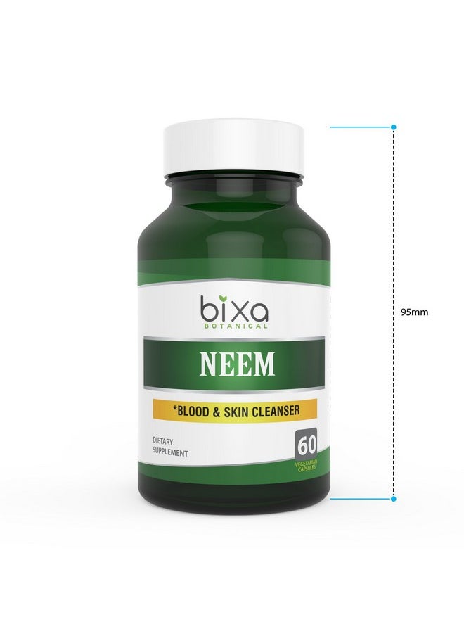bixa BOTANICAL - Neem Leaf Extract 3% Bitters Veg Capsules 60 Count (450Mg) Ayurvedic Herb For Skin Cleanser Herbal Supplement For Blood Purification & Immunity - Image 1