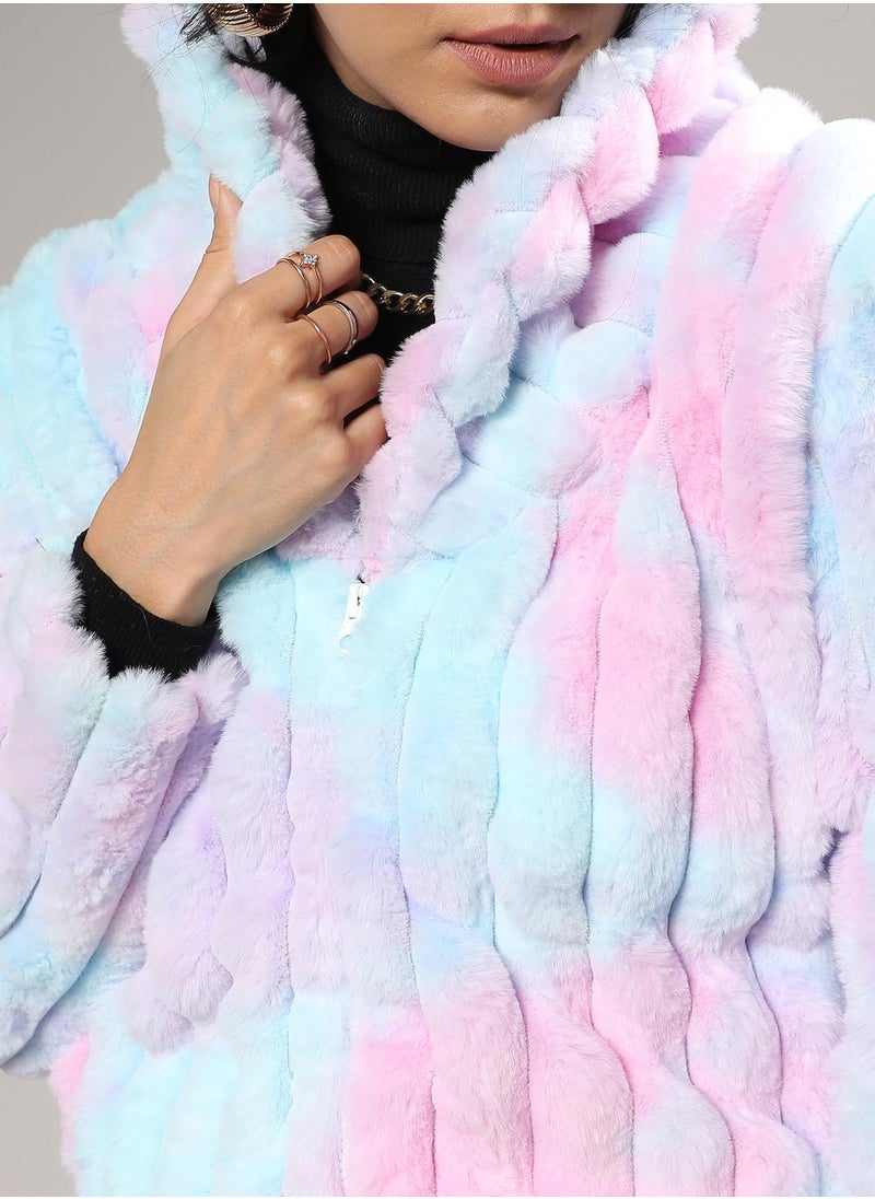 Women's Powder Blue & Blush Pink Bubblegum Ripple Faux Fur Jacket - pzsku/ZCE2F6ADB868CD5EA1CCFZ/45/_/1741611304/b9fe15a5-b983-4521-9dcb-26c2b1eb0ceb