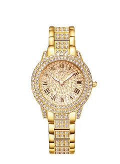 GELESE New Fashion Trend Diamond-studded Roman Patterns Women's Watch Bracelet Gold  - Image 1