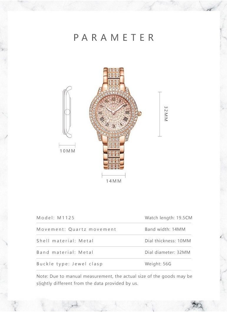 GELESE New Fashion Trend Diamond-studded Roman Patterns Women's Watch Bracelet Gold  - Image 2