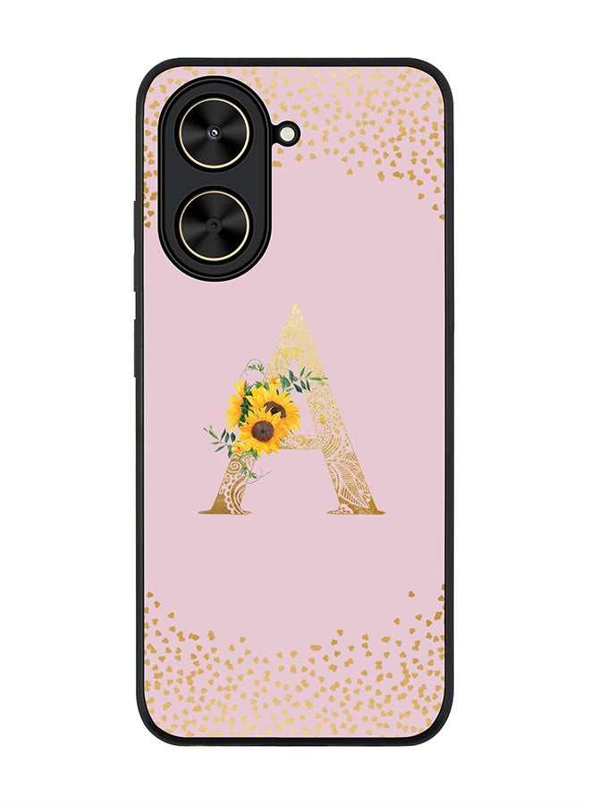 Stylizedd For Xiaomi Poco C71 / Redmi A5 4G Case,Slim fit Camera Protection, Shockproof Thin Phone cover  - Custom Floral Monogram - A  (Pink )
