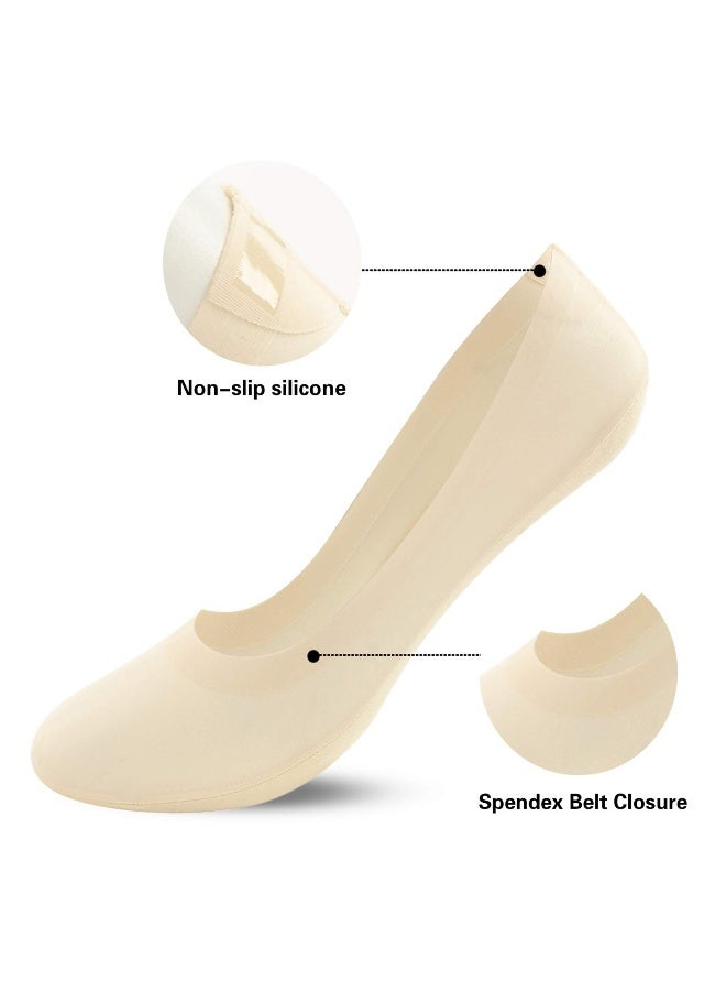 Women's Thin Socks Ice silk skin tone Cotton Nylon Low Cut Liner Non Slip hidden Invisible for Flats Boat Sneaker 4 pack - Image 3