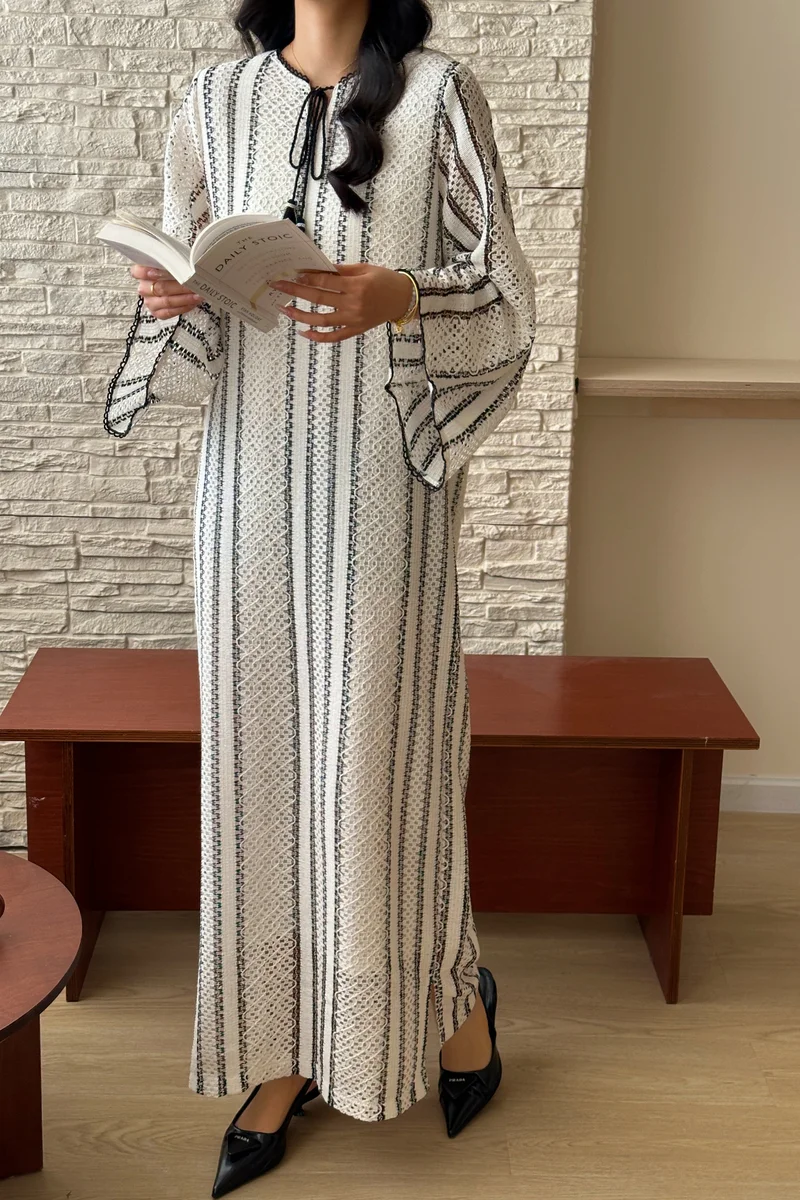 Hassal  Black & White Crochet Dress for Women | Best Price UAE