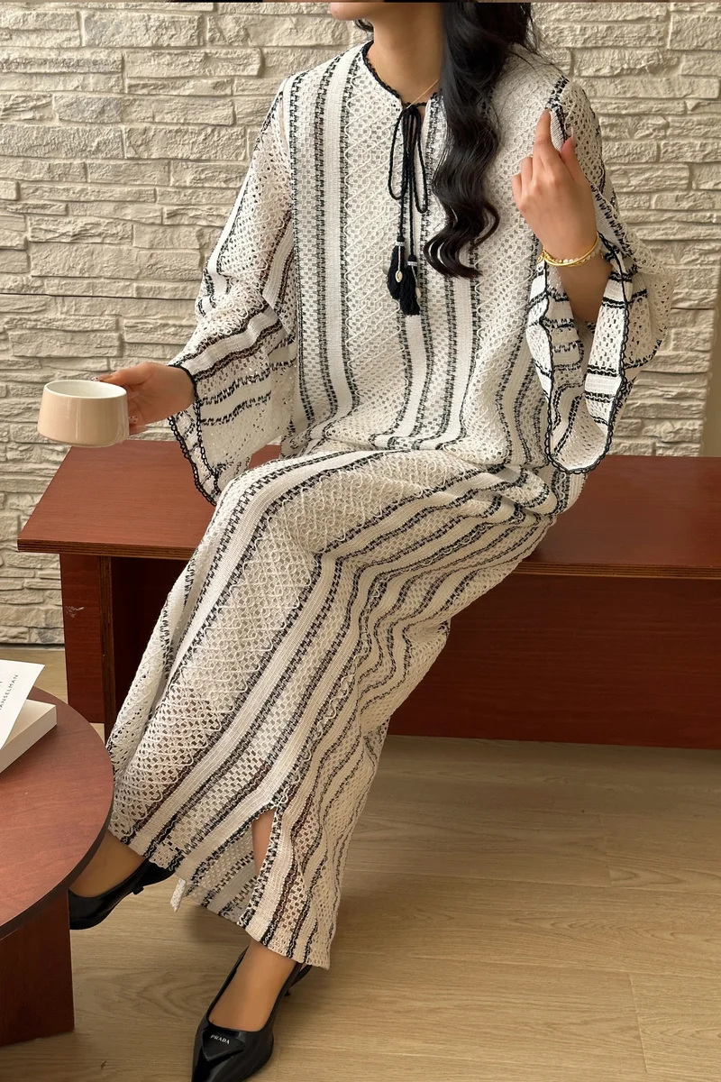 Hassal  Black & White Crochet Dress for Women | Best Price UAE