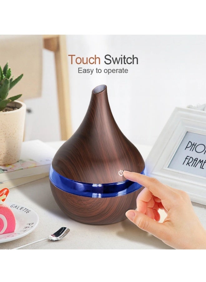 general Portable mini humidifier, 300ml small cool mist humidifier, wood grain LED USB color-changing humidifier, oil diffuser with colored night light atomizer, suitable for office, car, and home, ultra-quiet operation. - Image 2