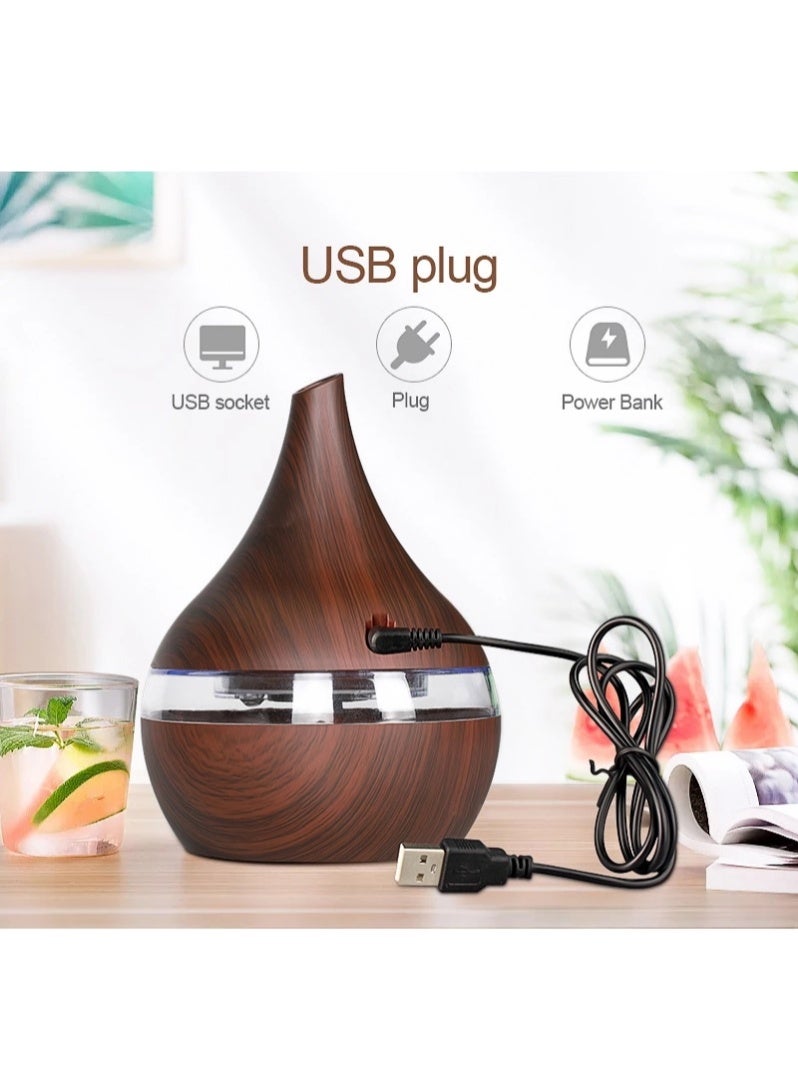 general Portable mini humidifier, 300ml small cool mist humidifier, wood grain LED USB color-changing humidifier, oil diffuser with colored night light atomizer, suitable for office, car, and home, ultra-quiet operation. - Image 4