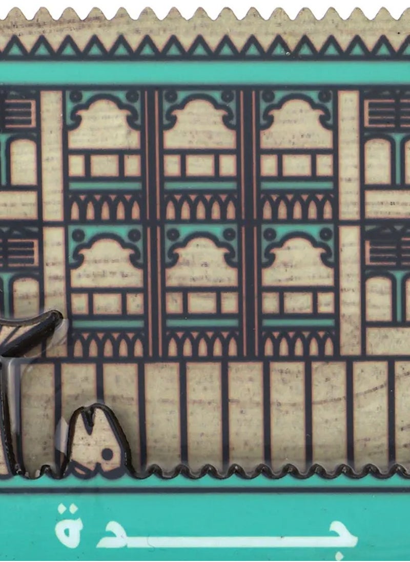 SHABABUNA x HNAK Fridge Magnet by Shababuna X Hnak, decorated with a cultural design with the phrase Jeddah and a print inspired by Saudi landmarks | High Quality and Long Lasting | made in Saudi Arabia - SDAT-4  - Image 2