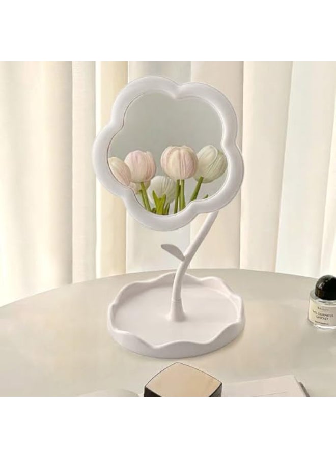 KEAINVRN FlowerShaped Makeup Mirror for Desk Vanity Mirror for BedroomLiving Room and Minimal Spaces Room Decor Home Decorations White - Image 3