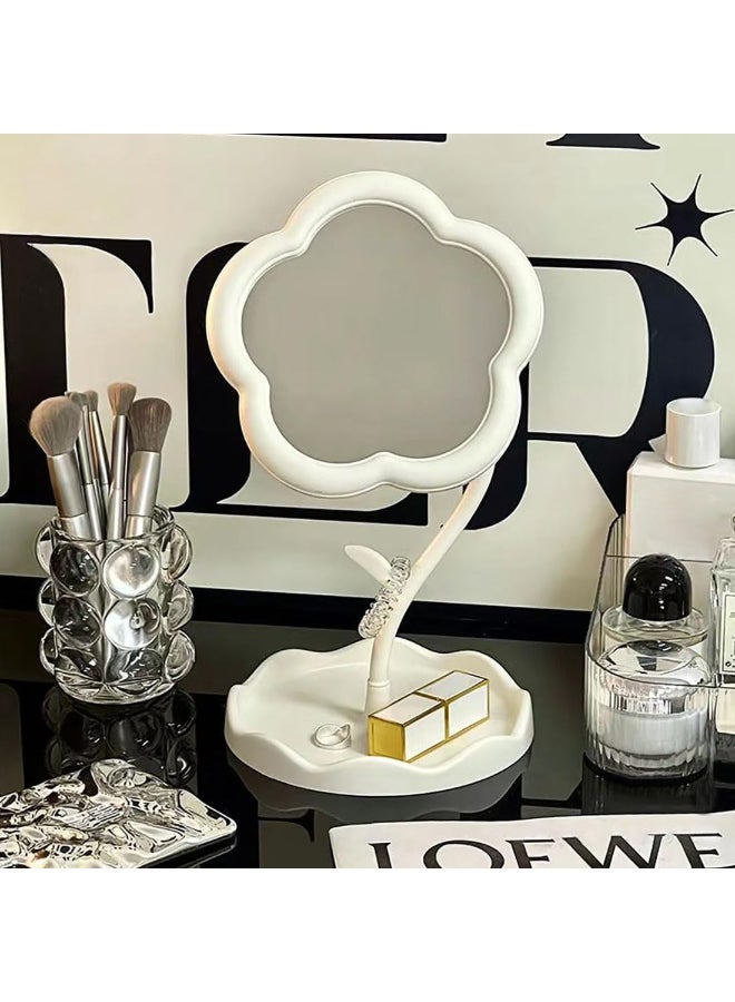 KEAINVRN FlowerShaped Makeup Mirror for Desk Vanity Mirror for BedroomLiving Room and Minimal Spaces Room Decor Home Decorations White - Image 2