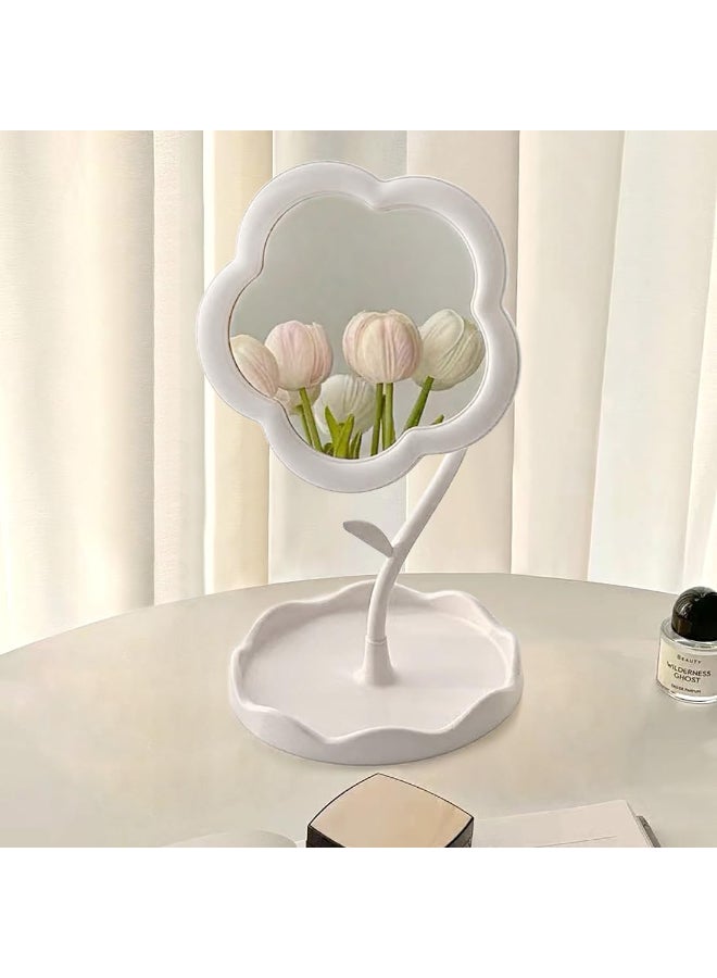 KEAINVRN FlowerShaped Makeup Mirror for Desk Vanity Mirror for BedroomLiving Room and Minimal Spaces Room Decor Home Decorations White - Image 4