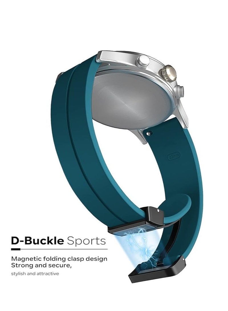 ووتش سوار ساعة سيليكون بمشبك مغناطيسي مقاس 22 ملم من في فولت، متوافق مع ساعة سامسونج جالاكسي 3 45 ملم / جير S3 / هواوي GT3 46 ملم / GT2E / GT2 برو/ماجيك 2 46 ملم / امازفيت / GTR3 -تركواز - Image 2