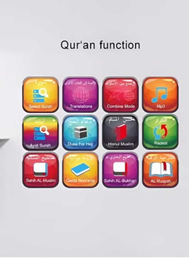 Equantu Wireless Quran Speaker with LED Light & Wall Plug – Bluetooth Quran Player with Translation, Remote Control, FM Radio, USB & TF Card Support | Portable Islamic Speaker for Home, School, Mosque & Hospital - Image 3