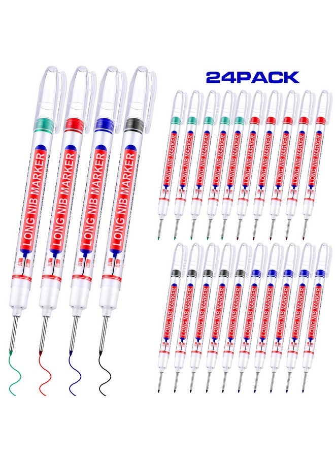 Eersida Multi-Purpose Deep Hole Marker Pens Long Deep Nib Markers 20Mm Long Head Drill Markers Colorful Waterproof Carpenter Pens For Construction Bathroom Woodworking(24 Pieces) - Image 1