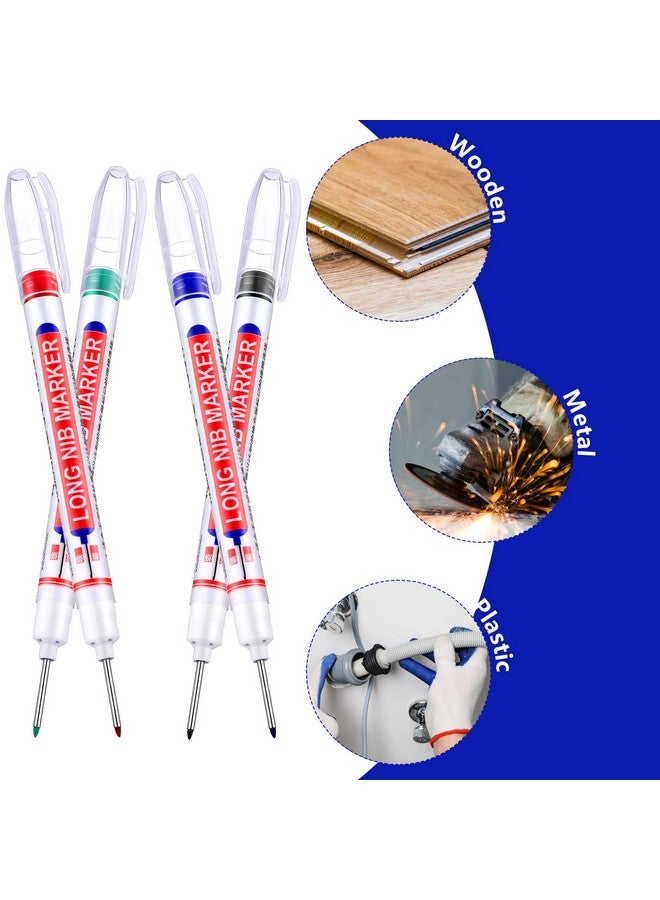 Eersida Multi-Purpose Deep Hole Marker Pens Long Deep Nib Markers 20Mm Long Head Drill Markers Colorful Waterproof Carpenter Pens For Construction Bathroom Woodworking(24 Pieces) - Image 4