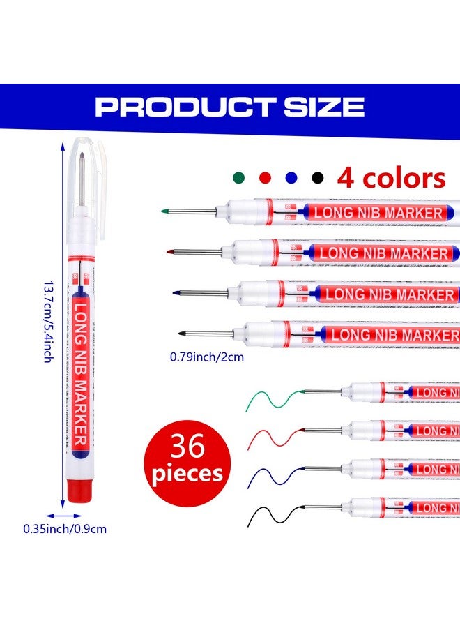 Eersida Multi-Purpose Deep Hole Marker Pens Long Deep Nib Markers 20Mm Long Head Drill Markers Colorful Waterproof Carpenter Pens For Construction Bathroom Woodworking(24 Pieces) - Image 3