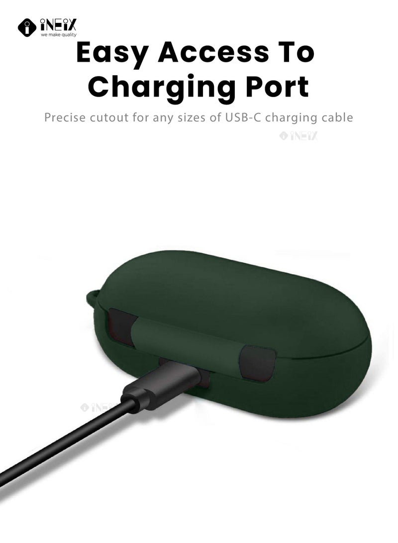 إينيكس جراب سيليكون مرن متوافق مع سماعة سامسونج جالاكسي بودز بلس/ جالاكسي بودز - اخضرغامق - Image 3