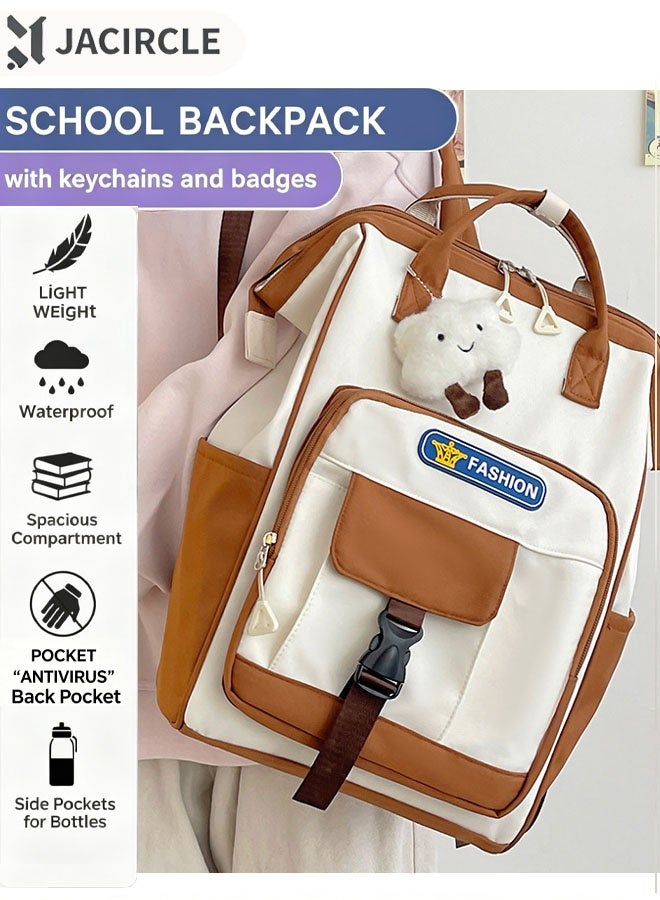 جاك سيركل حقيبة ظهر للكمبيوتر المحمول مع جيب حامل بهلوان عملاق، محفظة ظهر للعمل أثناء السفر، حقيبة مدرسية مضادة للماء، حقيبة كتب جامعية لطيفة كاجوال، حقيبة كتب جامعية كاجوال للأعمال، حقيبة ظهر للكمبيوتر للسفر والممرضات والمدرسين - Image 1