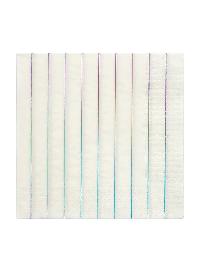Meri Meri Silver Holographic Striped Large Napkins