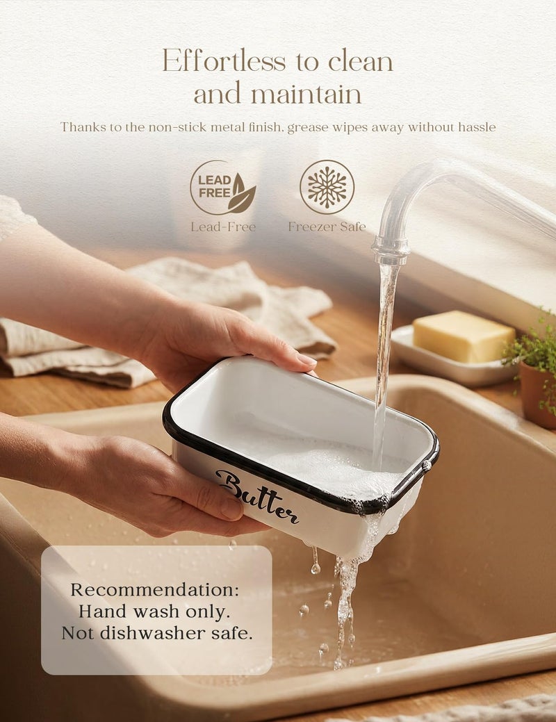 AISBUGUR Butter Dish with Lid: Butter Dish for Countertop- AISBUGUR Metal Butter Keeper with Stainless Steel Multipurpose Butter Knife,Large Butter Container with Silicone Home Decor Kitchen Gift White - Image 4