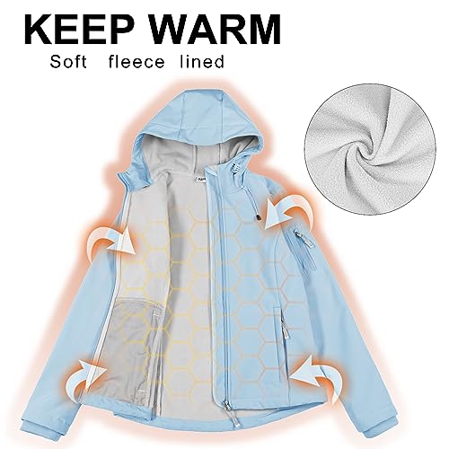 33,000ft Women's Softshell Jacket, Fleece Lined Warm Jacket Light Hooded Windproof Coat for Outdoor Hiking - Image 3