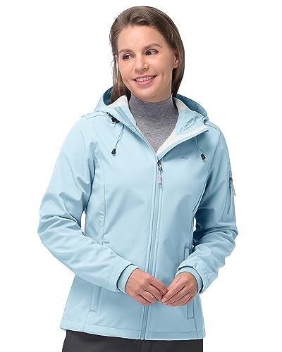 33,000ft Women's Softshell Jacket, Fleece Lined Warm Jacket Light Hooded Windproof Coat for Outdoor Hiking - Image 1