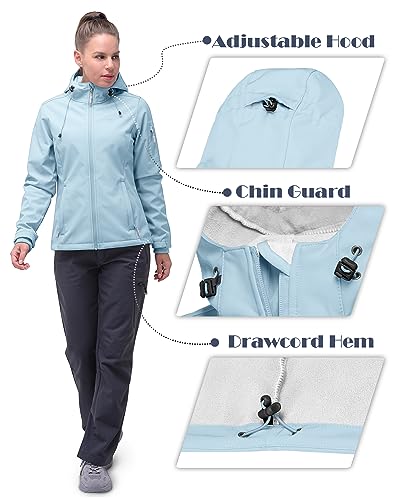33,000ft Women's Softshell Jacket, Fleece Lined Warm Jacket Light Hooded Windproof Coat for Outdoor Hiking - Image 5