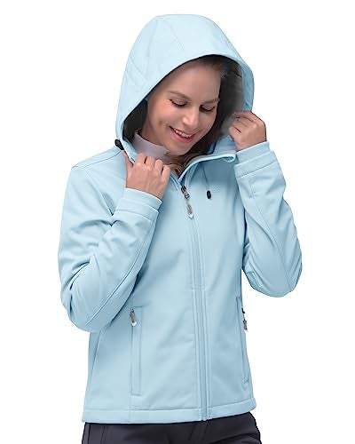 33,000ft Women's Softshell Jacket, Fleece Lined Warm Jacket Light Hooded Windproof Coat for Outdoor Hiking - Image 2