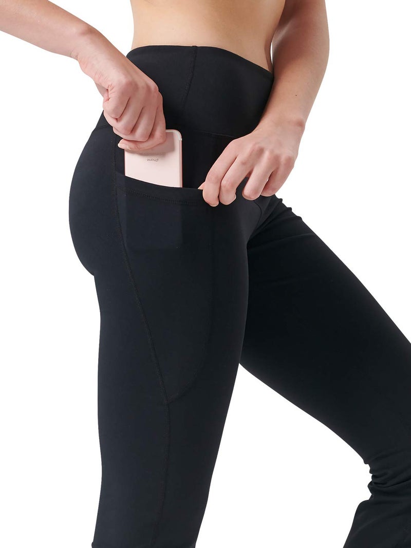 Zeronic Women's High Waist Bootcut Yoga Pants with Pockets Tummy Control Workout Running Pants Long Bootleg Flare Pants(Black,X-Small) - Image 5