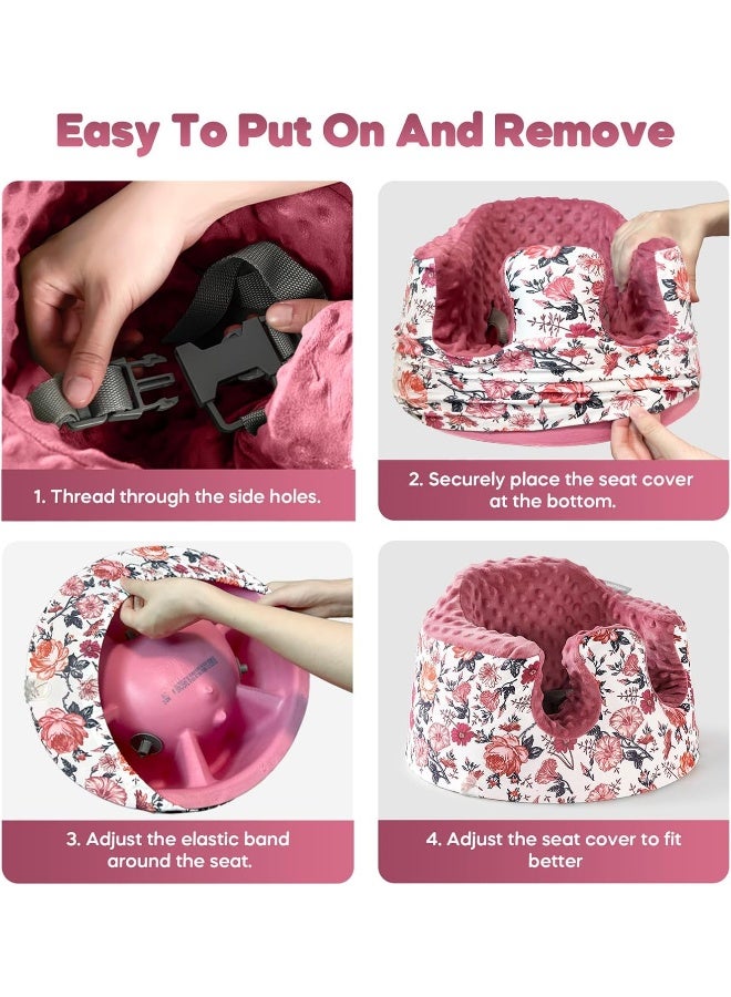 mamatepe Seat Cover Compatible with Bumbo Seat and Nuby Seat, Breathable Baby Seat Cover, Soft Floor Seat Cover for Baby Girl Boy, Anti-Slip, Cover Only, Flower - Image 5