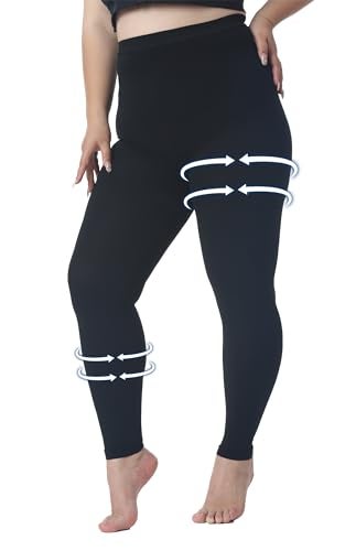 AMZAM جوارب طبية مضغوطة بحجم زائد 4XL للنساء والرجال، ضغط متدرج 15-20 مم زئبقي، جوارب عالية الخصر بدون قدمين للوذمة، دوالي الأوردة، الطيران، DVT، باللون الأسود - Image 2