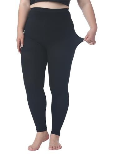 AMZAM جوارب طبية مضغوطة بحجم زائد 4XL للنساء والرجال، ضغط متدرج 15-20 مم زئبقي، جوارب عالية الخصر بدون قدمين للوذمة، دوالي الأوردة، الطيران، DVT، باللون الأسود - Image 3