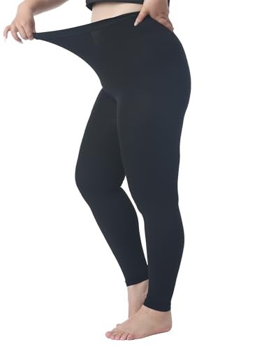 AMZAM جوارب طبية مضغوطة بحجم زائد 4XL للنساء والرجال، ضغط متدرج 15-20 مم زئبقي، جوارب عالية الخصر بدون قدمين للوذمة، دوالي الأوردة، الطيران، DVT، باللون الأسود - Image 4