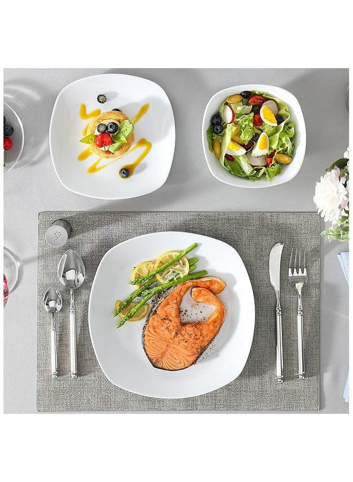 Laopala QUADRA 26-Piece Opal Dinnerware Set – Square Plates, Service for 6 – Elegant White Dish Set – Oven & Microwave Safe – Durable & Lightweight Dinner Plates & Bowls  - Image 4