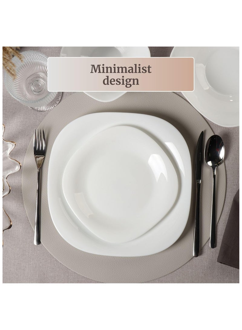 Laopala QUADRA 26-Piece Opal Dinnerware Set – Square Plates, Service for 6 – Elegant White Dish Set – Oven & Microwave Safe – Durable & Lightweight Dinner Plates & Bowls  - Image 2