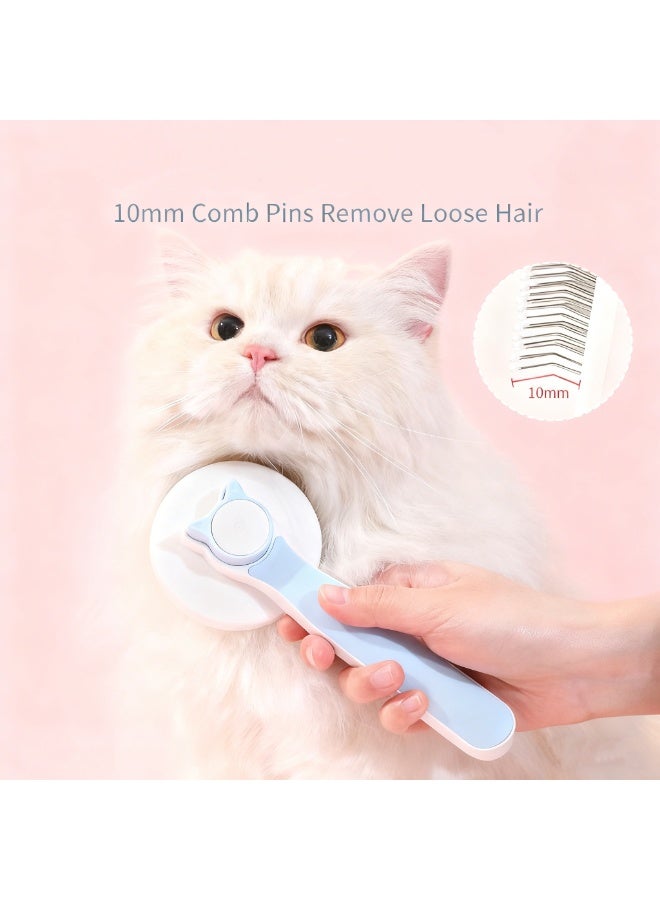 Cat grooming brush, self-cleaning pet pin brush, suitable for cats and dogs, with massage function — self-cleaning design, blue - Image 5