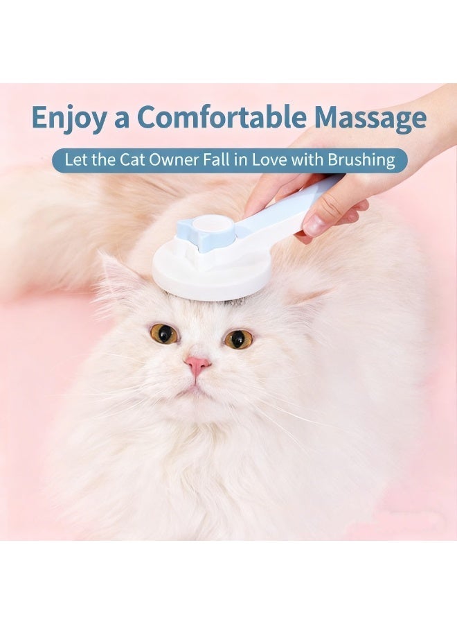 Cat grooming brush, self-cleaning pet pin brush, suitable for cats and dogs, with massage function — self-cleaning design, blue - Image 4