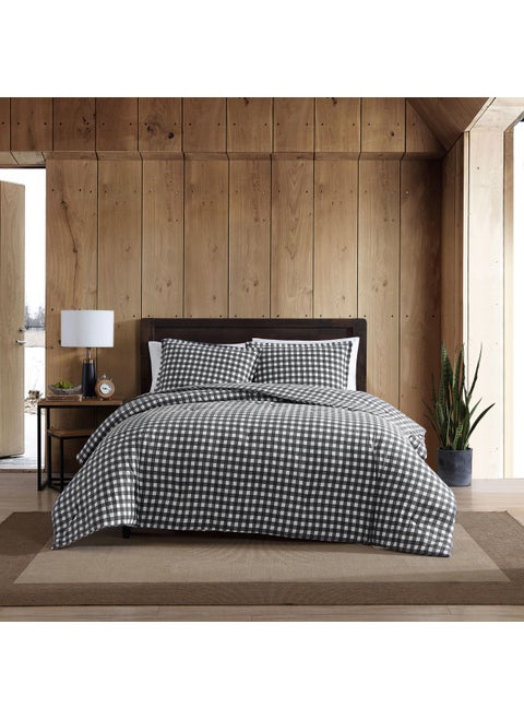 Eddie Bauer  Twin Comforter Set Reversible Cotton Bedding with Matching Sham Home Decor for Colder Months Preston Grey Twin